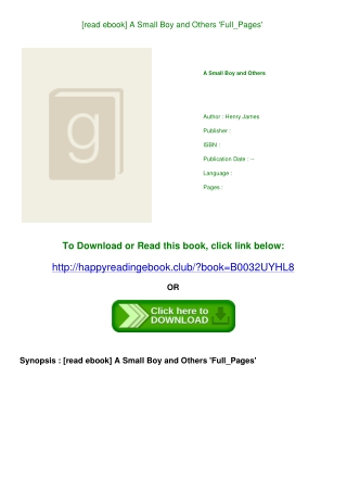 [read ebook] A Small Boy and Others 'Full_Pages'
