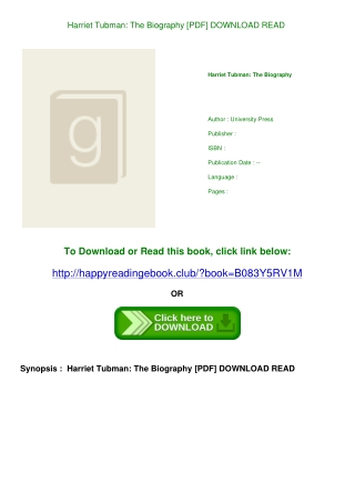 <EBOOK> Harriet Tubman The Biography [PDF] DOWNLOAD READ