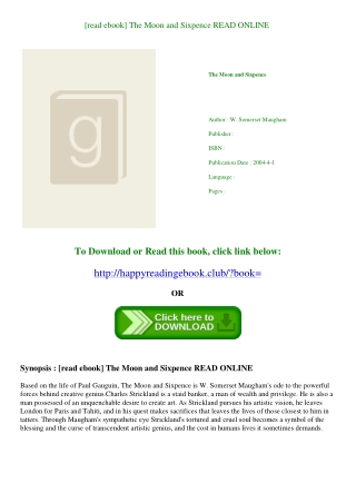 [read ebook] The Moon and Sixpence READ ONLINE