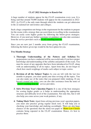 CLAT 2022 Strategies to Knock-Out