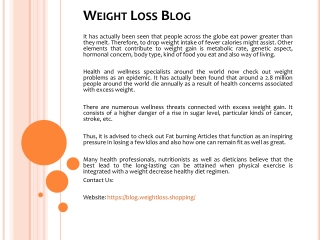 Weight Loss Blog