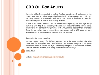 CBD Oil For Adults