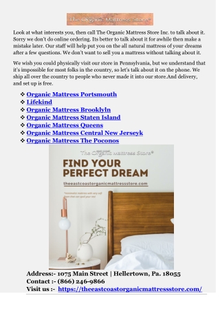 Organic Mattress The Poconos