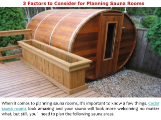 3 Factors to Consider for Planning Sauna Rooms