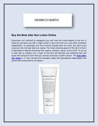 Buy the Best after Sun Lotion Online