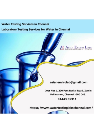 Water Testing Services in Chennai