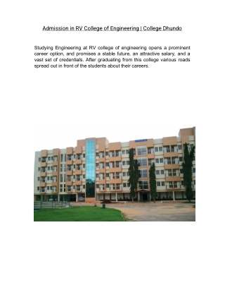 Admission in RV College of Engineering | College Dhundo