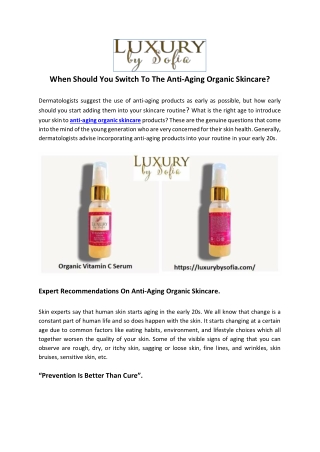When Should You Switch To The Anti Aging Organic Skincare