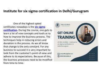 Institute for six sigma certification in Delhi-Gurugram