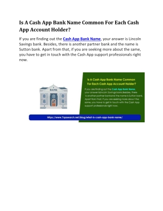 Is A Cash App Bank Name Common For Each Cash App Account Holder?