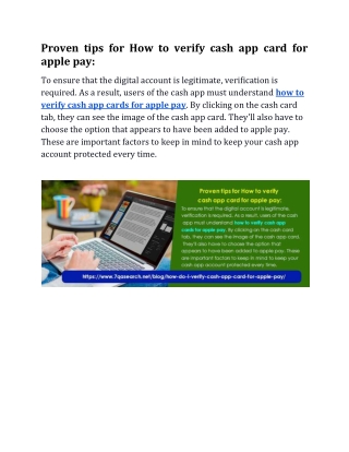 Proven tips for How to verify cash app card for apple pay:
