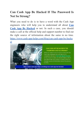 Can Cash App Be Hacked If The Password Is Not So Strong?