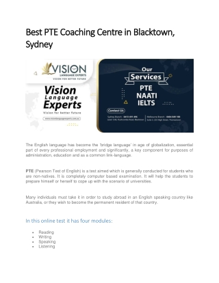 Best PTE Coaching Centre in Blacktown, Sydney