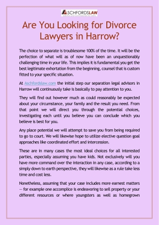 Divorce Lawyer in HA2 | Divorce Solicitors Harrow