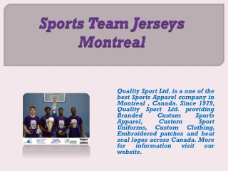 Sports Team Jerseys Montreal