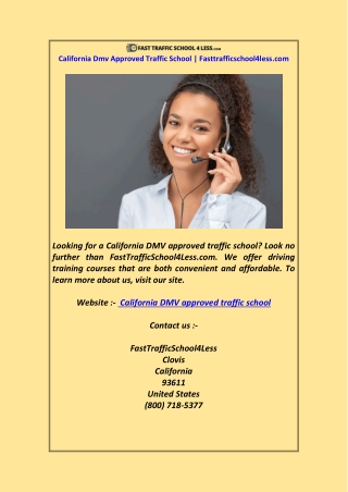 California Dmv Approved Traffic School  Fasttrafficschool4less.com