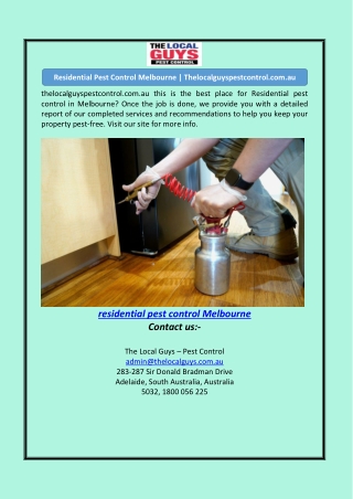 Residential Pest Control Melbourne | Thelocalguyspestcontrol.com.au