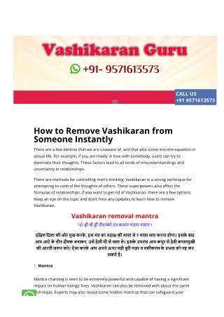 How to Remove Vashikaran from Someone Instantly