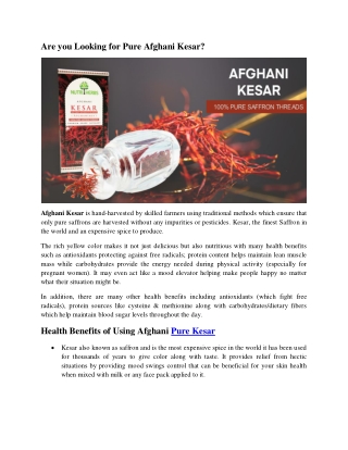 Are you Looking for Pure Afghani Kesar