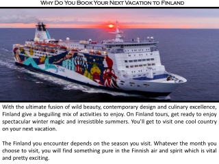 Why Do You Book Your Next Vacation to Finland?