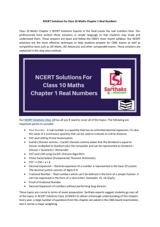 NCERT Solutions for Class 10 Maths Chapter 1