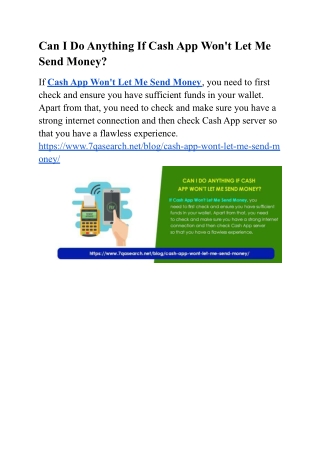 Can I Do Anything If Cash App Won't Let Me Send Money?