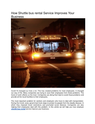 How Shuttle bus rental Service Improves Your Business