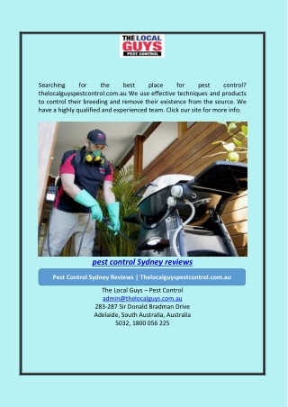 Pest Control Sydney Reviews | Thelocalguyspestcontrol.com.au