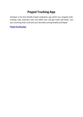 Paypal Tracking App