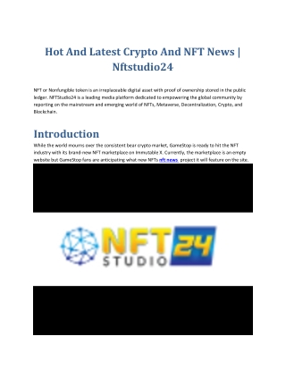 Hot And Latest Crypto And NFT News | Nftstudio24
