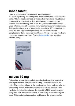 inbec tablet, naivex 50 mg