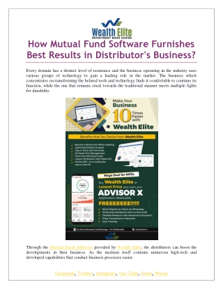 How Mutual Fund Software Furnishes Best Results in Distributor's Business