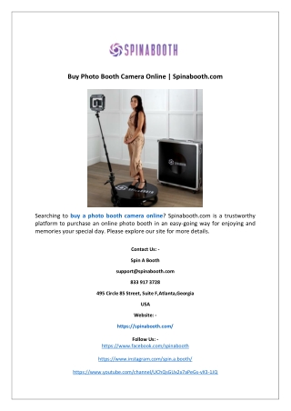 Buy Photo Booth Camera Online | Spinabooth.com