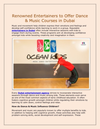 Renowned Entertainers to Offer Dance & Music Courses in Dubai-converted
