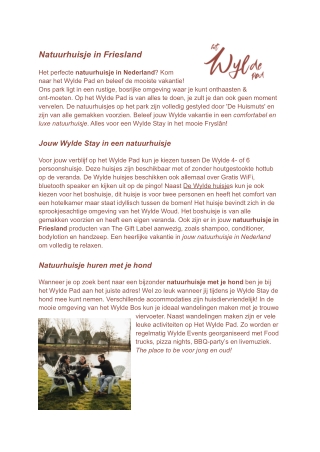 Natuurhuisje Friesland  Wylde Pad