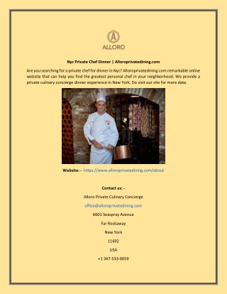 Nyc Private Chef Dinner  Alloroprivatedining