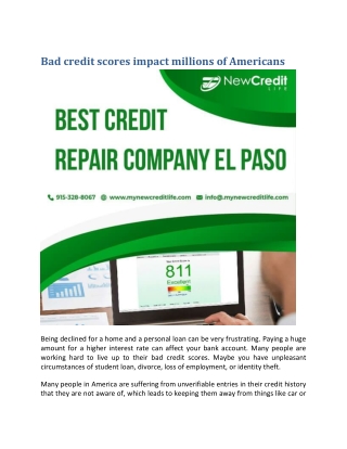 Bad credit scores impact millions of Americans