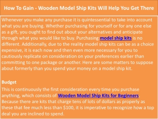 How To Gain - Wooden Model Ship Kits Will Help You Get There