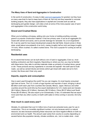 The Many Uses of Sand and Aggregates in Construction