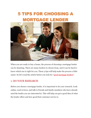 Good mortgage lenders