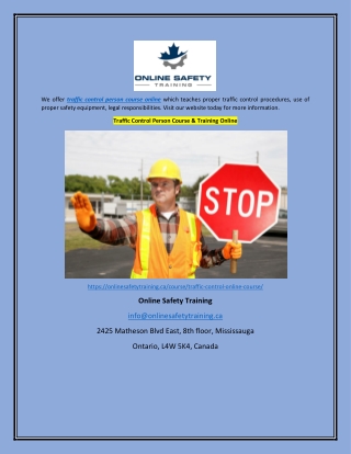 Traffic Control Person Course & Training Online