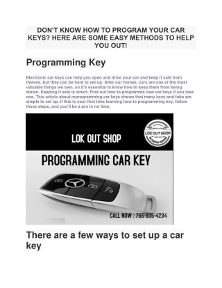 DON’T KNOW HOW TO PROGRAM YOUR CAR KEYS? HERE ARE SOME EASY METHODS TO HELP YOU