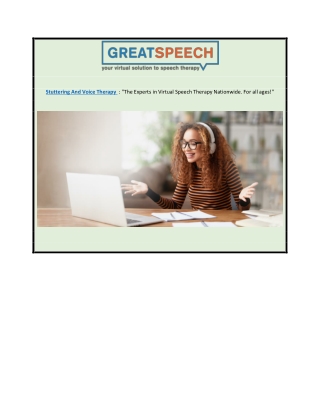 Stuttering And Voice Therapy | Greatspeech.com