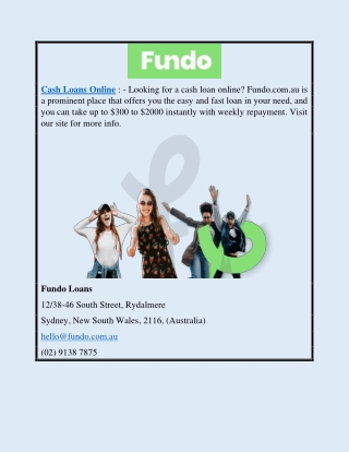 Cash Loans Online | Fundo.com.au