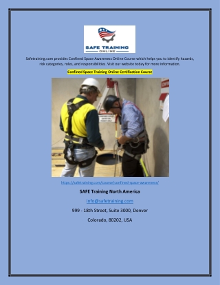 Confined Space Training Online Certification Course