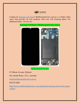 Samsung A20 Repair Mobilerepairfactory.com.au