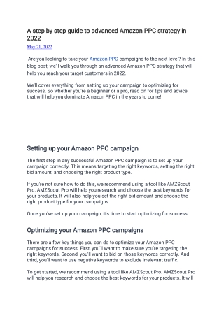 A step by step guide to advanced Amazon PPC strategy in 2022