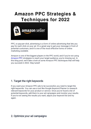 Amazon PPC Strategies & Techniques for 2022