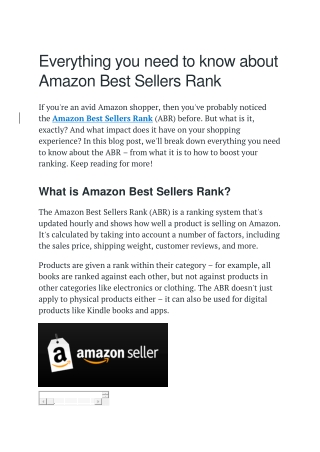 Everything You Need to Know about Amazon Best Sellers Rank
