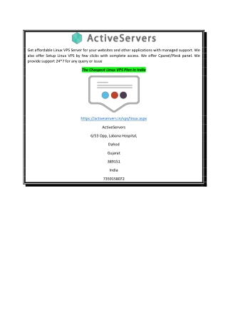 The Cheapest Linux VPS Plan In India